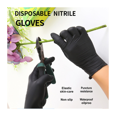 Handjob Black Latex Disposable Gloves 9 - 12 Inches High Strength