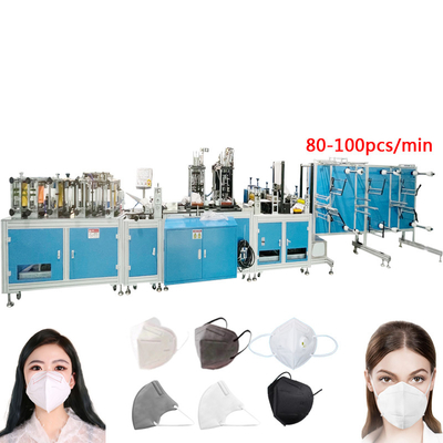 Nonwoven Fabric KN95 Face Mask Making Machine 100 - 120pcs/Min Flat Fold Type