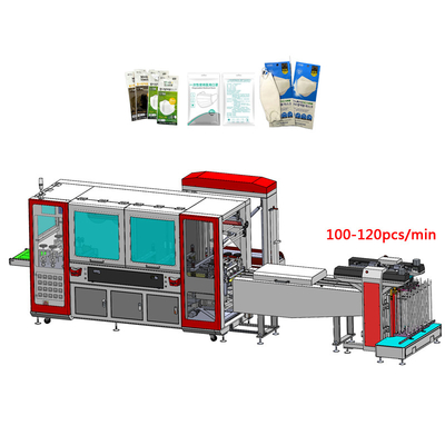 KF94 Surgical Mask Packaging Machine Four Side Sealing Packing Machine 150 Pieces / Min